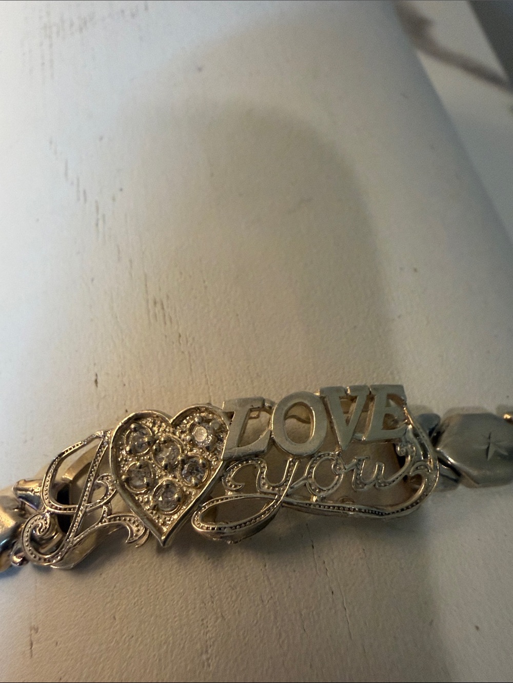 9.25 SterlingSilver I‎ Love you Heart with crystals Link Bracelet View 2